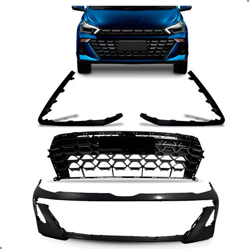 Kit Parachoque Com Grade E Moldura Hb20 2023 2024 2025 2026 Preto
