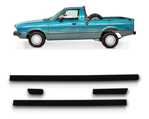 Borrachão Da Porta Friso Lateral Pampa 1995 A 1997 Preto