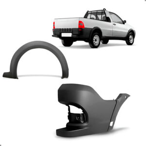 Kit Moldura Vão Roda E Polaina Direita Strada 2014 A 2019 Preto