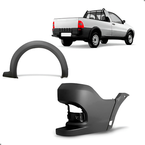 Kit Moldura Vão Roda E Polaina Direita Strada 2014 A 2019 Preto