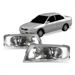 Par Farol Mitsubishi Lancer 1998 99 2000 2001 Lente Lisa Direito E Esquerdo