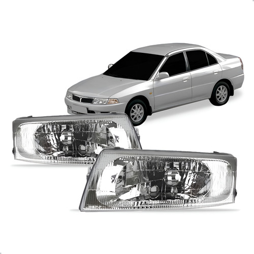 Par Farol Mitsubishi Lancer 1998 99 2000 2001 Lente Lisa Direito E Esquerdo