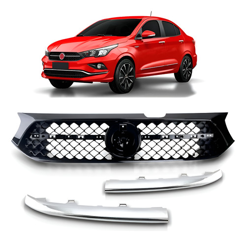 Grade Inferior Cronos Radiador Com Friso Cromado 2018 A 2021 Plástico