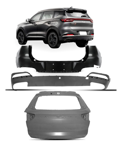 Kit Tampa Traseira Parachoque Spoiler Tiggo 7 Sport 24 A 26