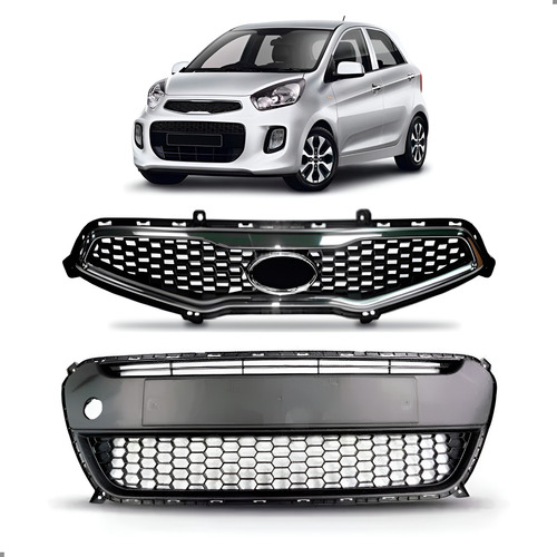 Kit Grade Para Kia Picanto 2012 A 2015 Superior E Inferior Preto