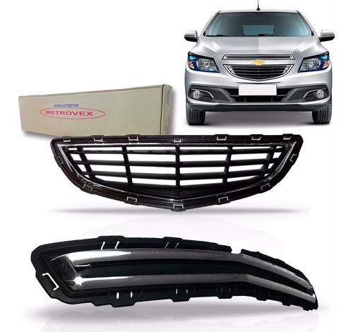 Kit 02 Grade Onix E Prisma 2013 2014 2015 2016 Sup+ Inferior Preto