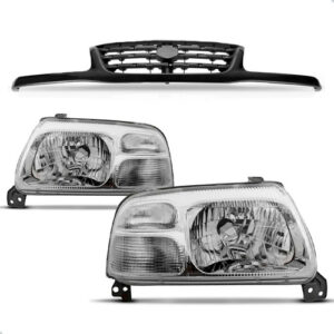 Kit Par De Faróis E Grade Dianteira Tracker 2000 A 2009 Preto