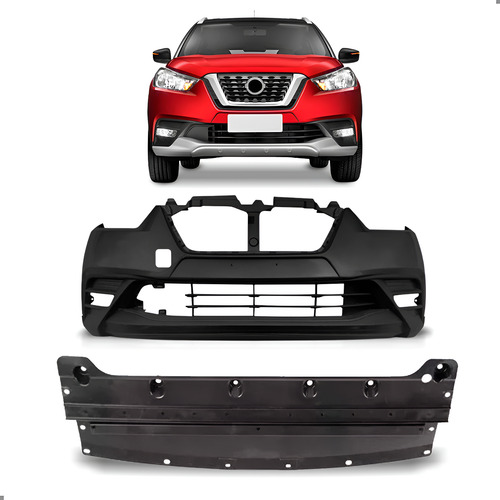 Kit Parachoque Defletor Para Kicks 2017 2018 2019 2020 2021 Preto