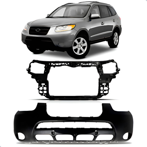 Kit Envolvente E Painel Frontal Santa Fé 2007 2008 2009 Novo Preto