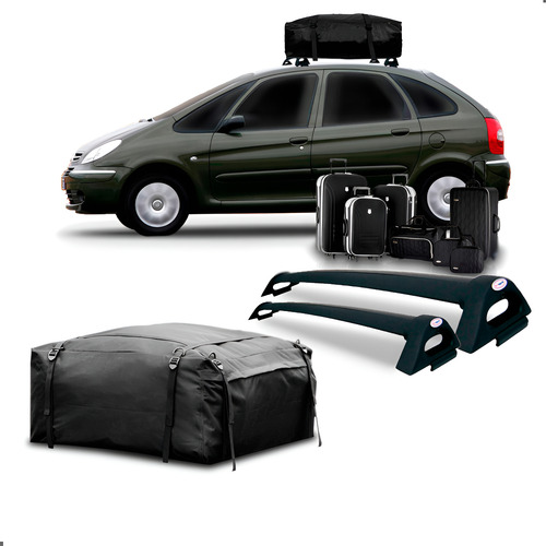 Kit Rack Teto Picasso + Maleiro Dobrável 380 Litros Preto