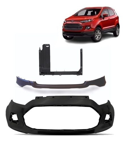Kit Parachoque Ecosport 2013 A 2017 Preto (3 Peças) Preto