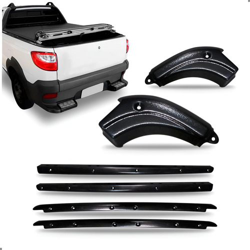 Kit Protetor Borda Lateral Tampa Cantos Strada 2014 A 2020 Preto