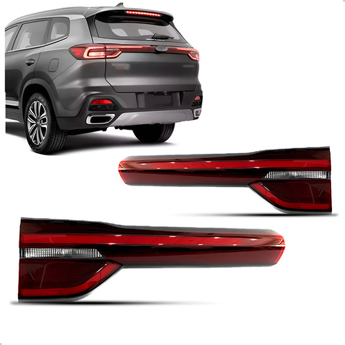 Par Lanterna Traseira Tiggo 8 2021 A 2023 Porta-malas C/ Led Ambos Lados Vermelho