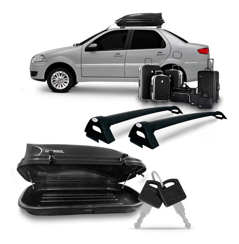 Kit Rack Siena Fire 01/11 Preto Com Bau Maleiro 350 Litros Preto