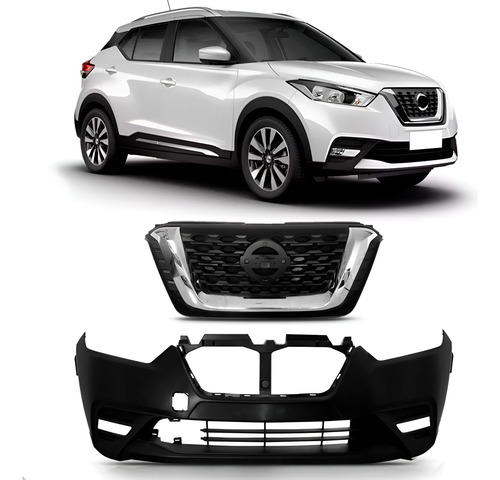 Parachoque Para Nissan Kicks 2017 A 2021 C/ Grade Cromada Preto
