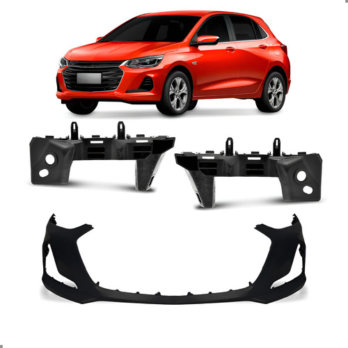 Kit Parachoque Dianteiro Para Onix 2020 A 2025 Par Suporte Preto