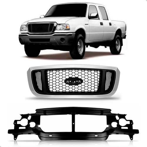 Kit Grade E Painel Mini Frente Ranger 2005 A 2009 Cromada