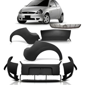 Kit De Parachoques E Grade Ka Dianteiro Traseiro  1a Linha  Preto
