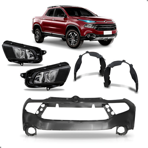 Kit Parachoque Para Toro 2016 A 2021 Parabarros E Farol Preto