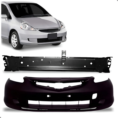 Kit Parachoque E Alma Lamina Para Fit 2003 2004 2005 A 2008 Preto