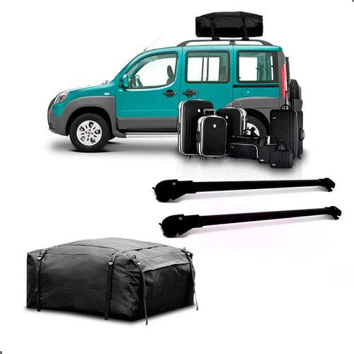 Kit Travessa Rack Slim Doblo 2001 A 17+maleiro 380l Dobravel Preto