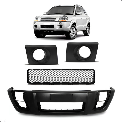 Kit Parachoque Dianteiro Para Tucson 2005 A 2015 Preto