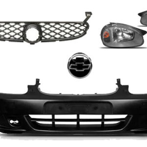 Kit Parachoque Corsa 2000 A 2003 Preto Com Milhas E Faróis Preto