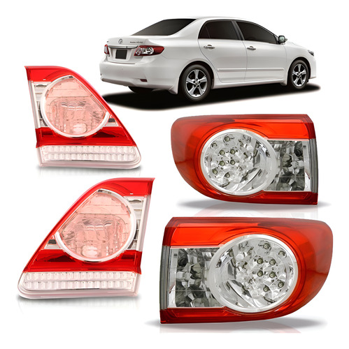 Kit Jogo 04 Lanternas Novo Corolla 2012 2013 Led Vermelho