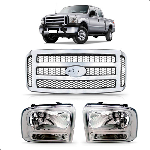 Kit Farois E Grade Para Ford F250 2007 A 2010 Cromada Cromado