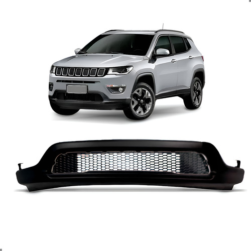 Grade Central Parachoque Dianteiro Para Compass 2017 A 2021  Preto Fosco