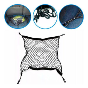 Kit Bagageiro Maleiro Teto Dobrável Imperm 380l + Rede Malas Preto