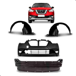 Kit Parachoque Defletor Parabarro Para Kicks 2017 A 2022 Preto