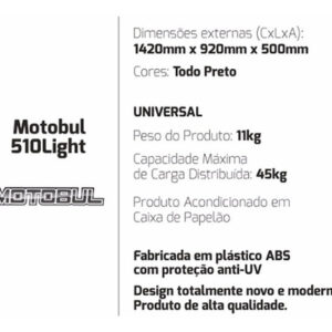Bagageiro Teto Scenic Preto + Baú Maleiro 510 Litros Preto
