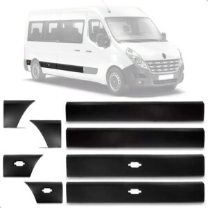 Kit Frisos Lateral Para Renault Master 2013 A 2018 8 Peças Preto
