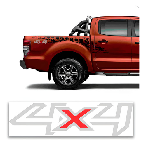 Kit Adesivos Ranger 4x4 2017 A 2018 Prata/branco