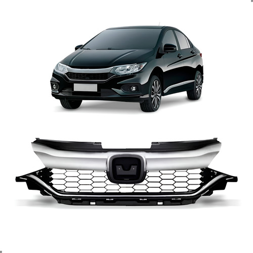 Grade Completa Para City 2018 A 2025 Moldura E Friso Cromado Preto Preto