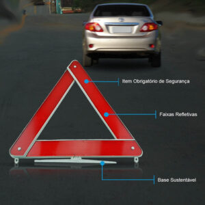 Triangulo Segurança Sinalização Carro Universal Base Branca