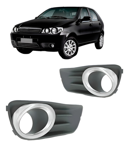 Par Moldura Milha Fiat Palio Economy 2011 A 2013 Cinza Cinza Ambos Os Lados