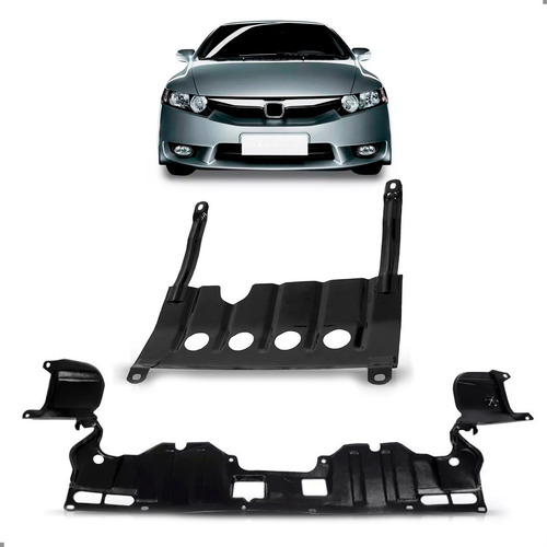 Kit Defletor Para New Civic 2006 07 2008 Com Protetor Carter