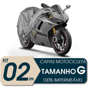 02 Capas Cobrir Moto Impermeável Proteção Uv G Cinza