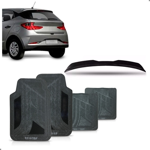 Aerofolio Para Hb20 Hatch Black Piano Com Kit Tapete Pvc