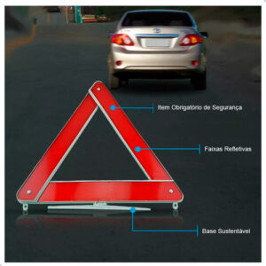 Triangulo Segurança Sinalização Carro Universal Base Branca