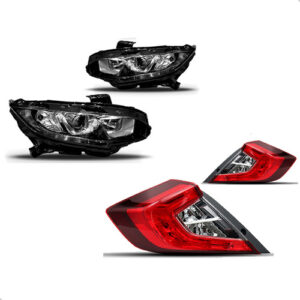 Kit Parachoque Par Farol E Lanterna Para Civic 2017 A 2021 Para Pintar