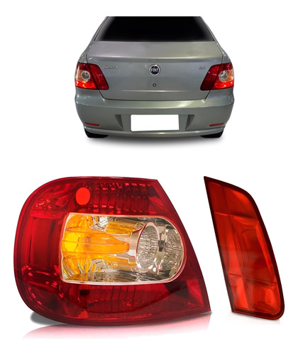 Kit Lanterna Traseira Siena 04 05 06 07 08 Canto E Tampa Le Esquerdo Vermelho