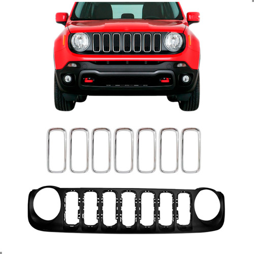Kit Grade Painel E Frisos Cromados Renegade 2015 2016 A 2021 Kit