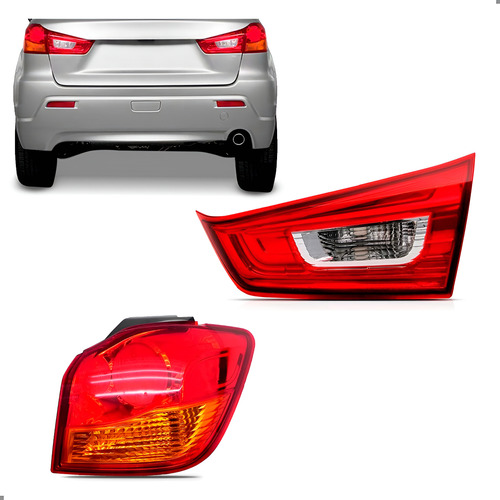 Kit Lanterna Para Asx 2011 A 2022 Canto E Mala Tampa Direita Direito/passageiro Vermelho
