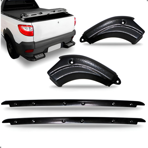 Kit Protetor Borda Tampa + Cantos Para Strada 2014 A 2020 Preto