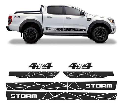 Kit Adesivo Lateral Ranger Storm 2020 A 2021 Adesivo Preto