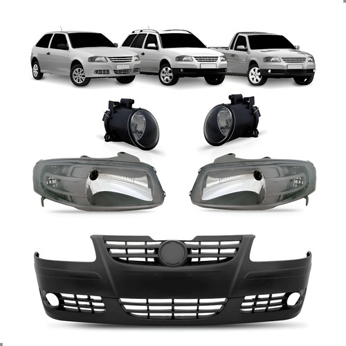 Kit Frente Gol Saveiro Parati G4 2006 A 2008 Farol E Milhas Preto