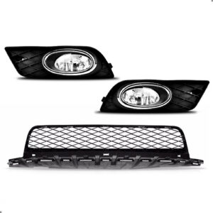 Tela Frontal Central E Par De Farol Milha Para Civic 12/14 Preto